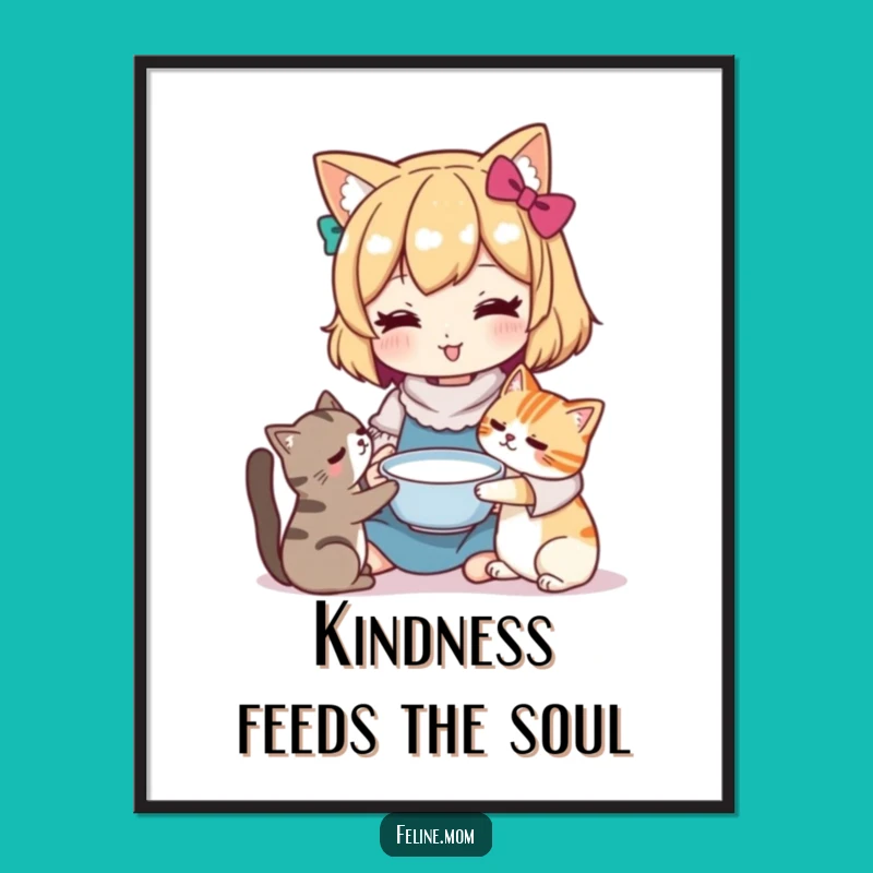 Free Printable Kawaii Cat Lady Art: Charming Downloadable Wall Art for Cat Lovers