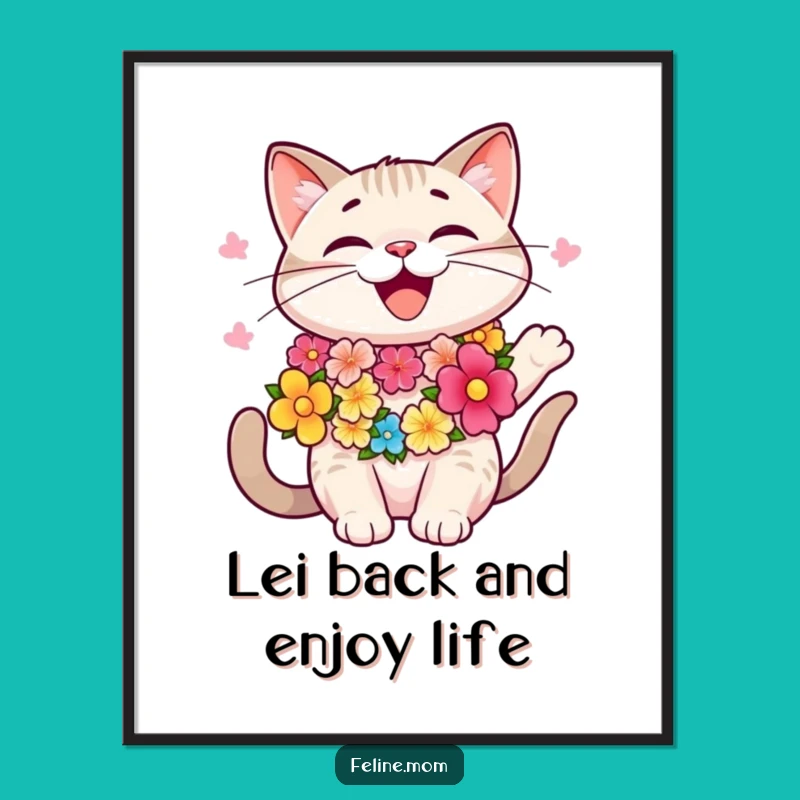 Free Printable Party Cat Wall Art: Tropical Vibes, Downloadable Decor & Funny