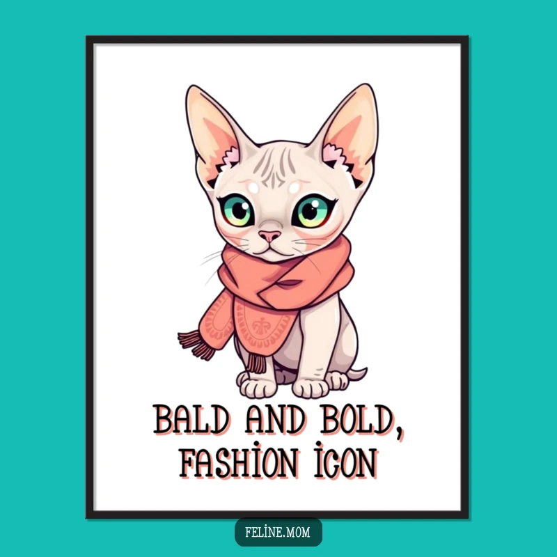 Free Printable Sphynx Wall Art: Dapper Feline Fashion - Funny Downloadable Decor Gift!