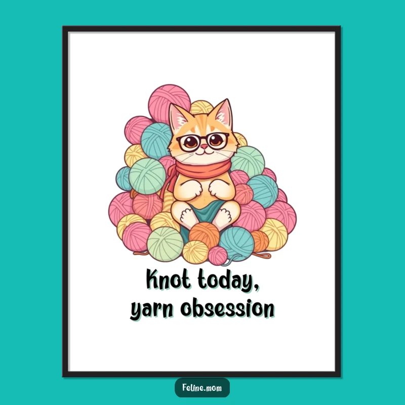 Free Printable Wall Art: Cat Lady Yarn Humor, Funny Downloadable Art for Home