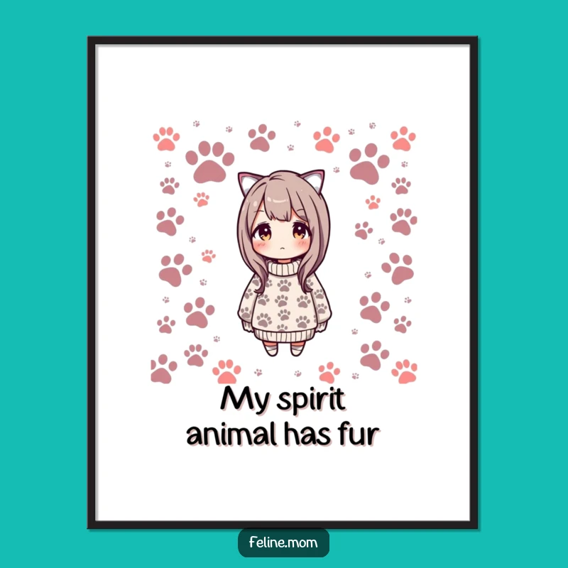 Free Printable Wall Art: Cozy Cat Sweater Woman Funny Downloadable Art