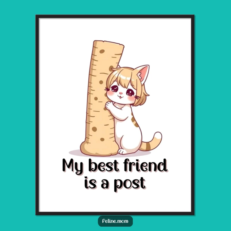 Free Printable Wall Art: Funny Cat Lady & Scratching Post Art, Downloadable Decor