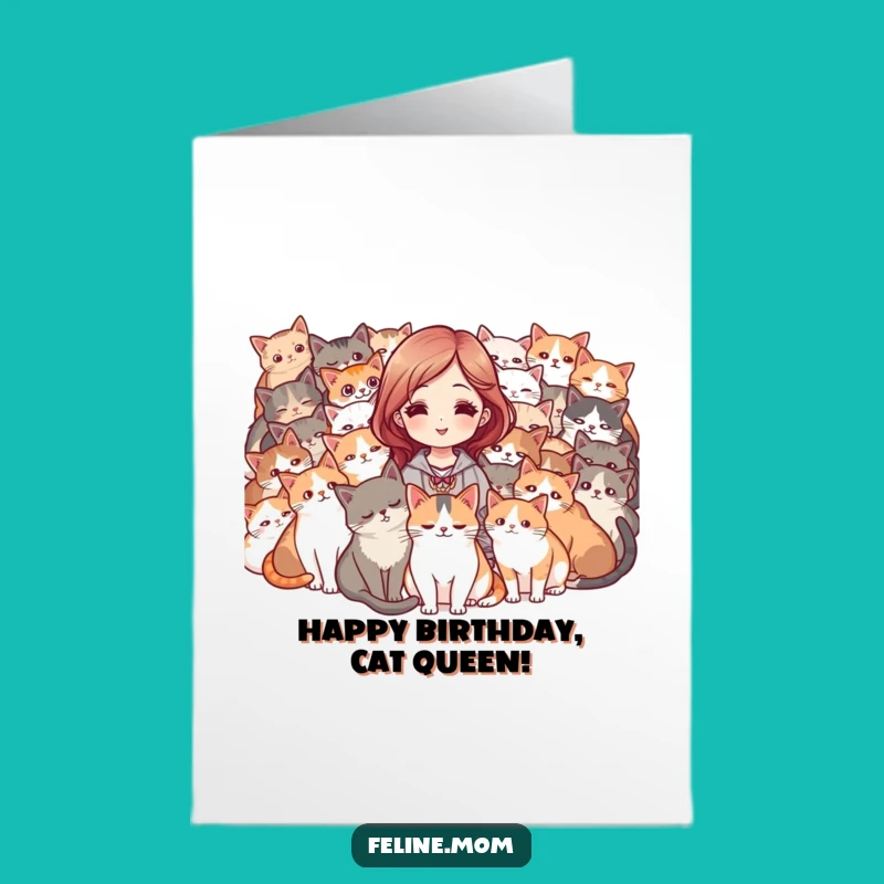 Free Printable Bday Card: Cat Lady Mob Purring Cuddle Downloadable Gift