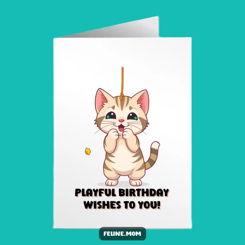 Free Printable Playful Cat Birthday Card: Funny Downloadable Gift for Fun Lovers