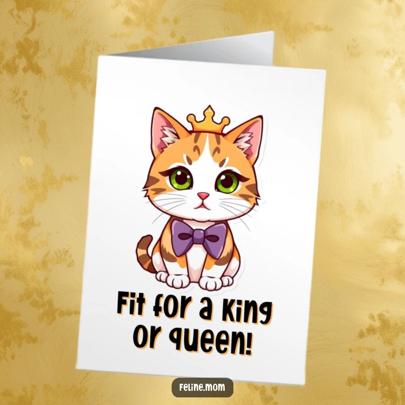 Funny Free Printable Congratulations Card: A regal calico cat in a bowtie, exuding sophisticated charm for any occasion.