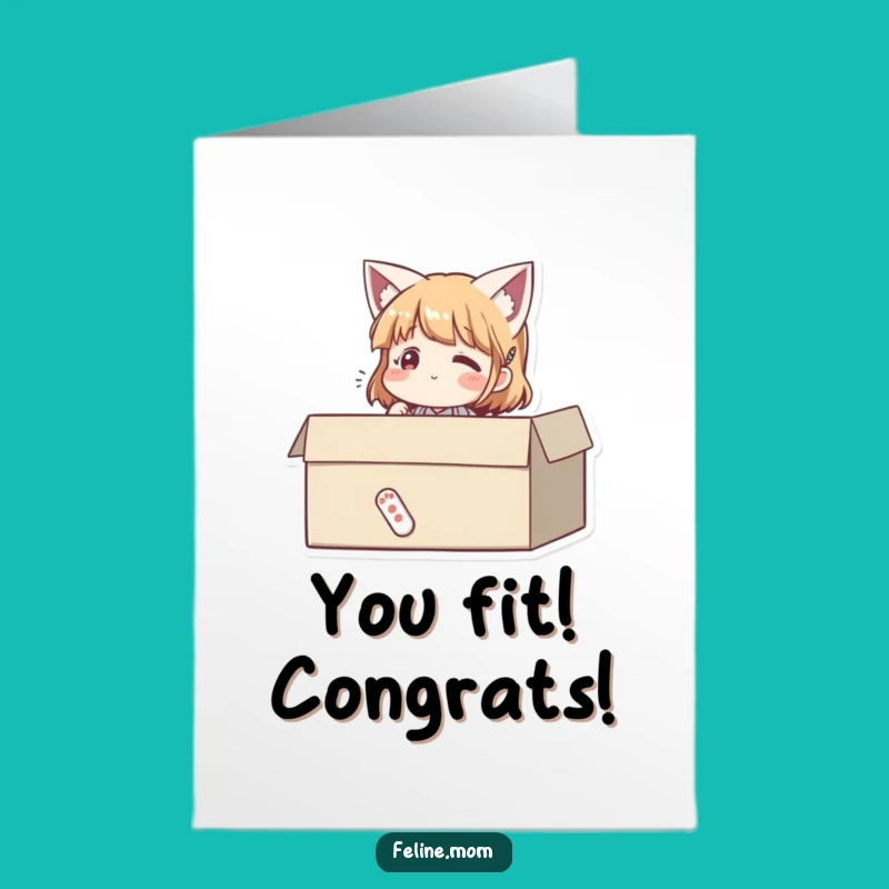 Free Printable Congrats Card: Happy Cat Woman Box Comfort Downloadable