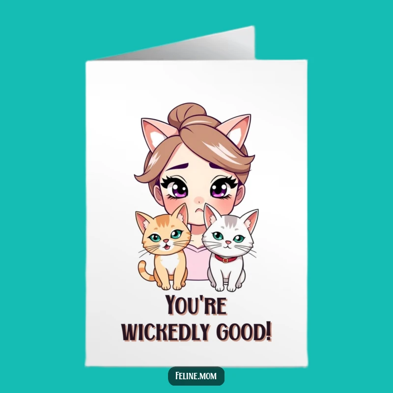 Free Printable Congratulations Card: Smirking Woman Mischievous Cat Funny Downloadable Gift