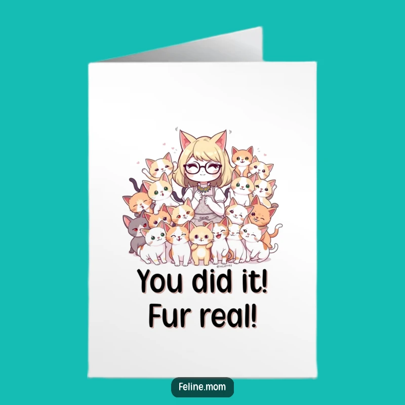Free Printable Cat Lady Congrats Card: Kitten Mob Success Downloadable Gift