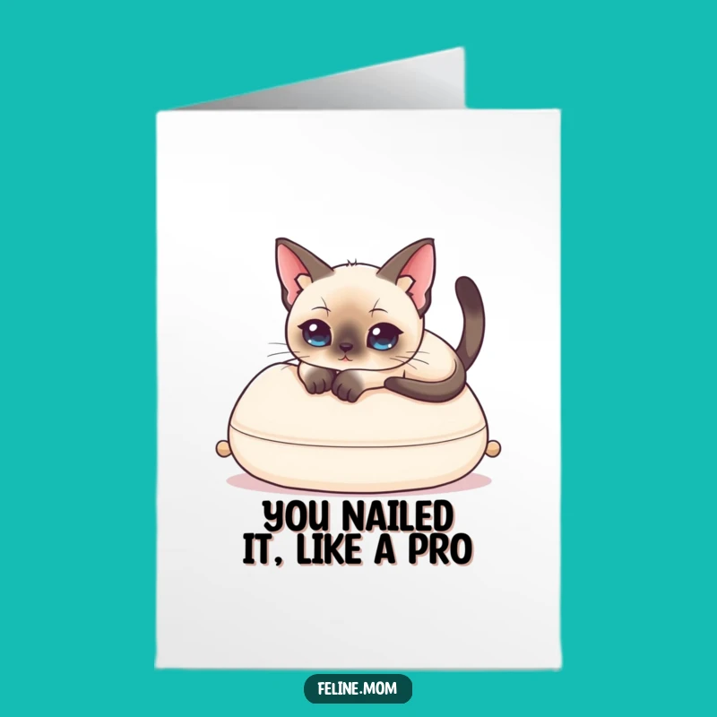 Free Printable Siamese Cat Congratulations Card: Sophisticated Feline Joy for Victorious Moments