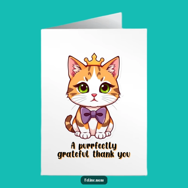 Free Printable Dapper Calico Cat Thank You Card - Grateful Downloadable Feline
