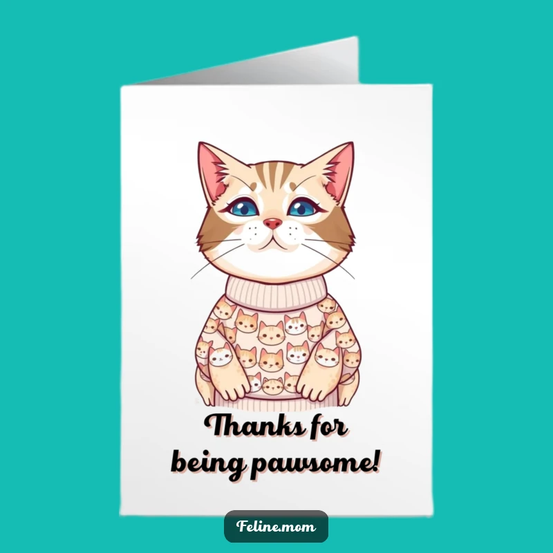 Free Printable Cat Lady Thank You Card: Funny Feline Fan Downloadable Gift for Cat Lovers