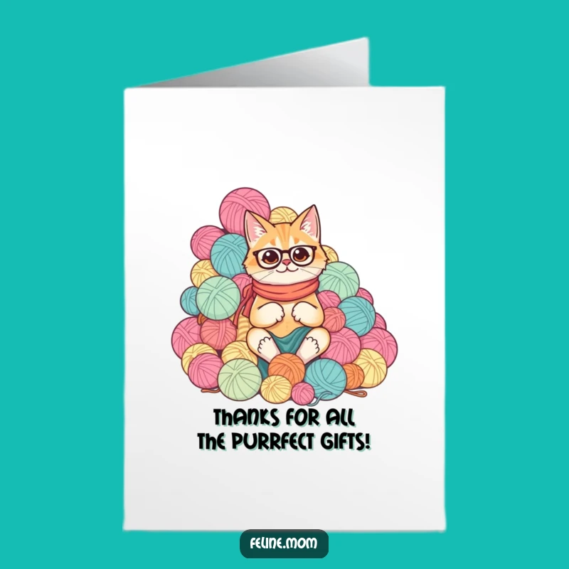 Free Printable Thank You Card: Cat Lady Yarn Thanks, Funny Downloadable Gift