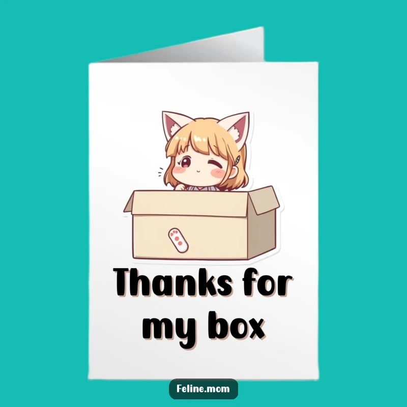 Free Printable Thank You Card: Content Cat Woman Box Hug Downloadable