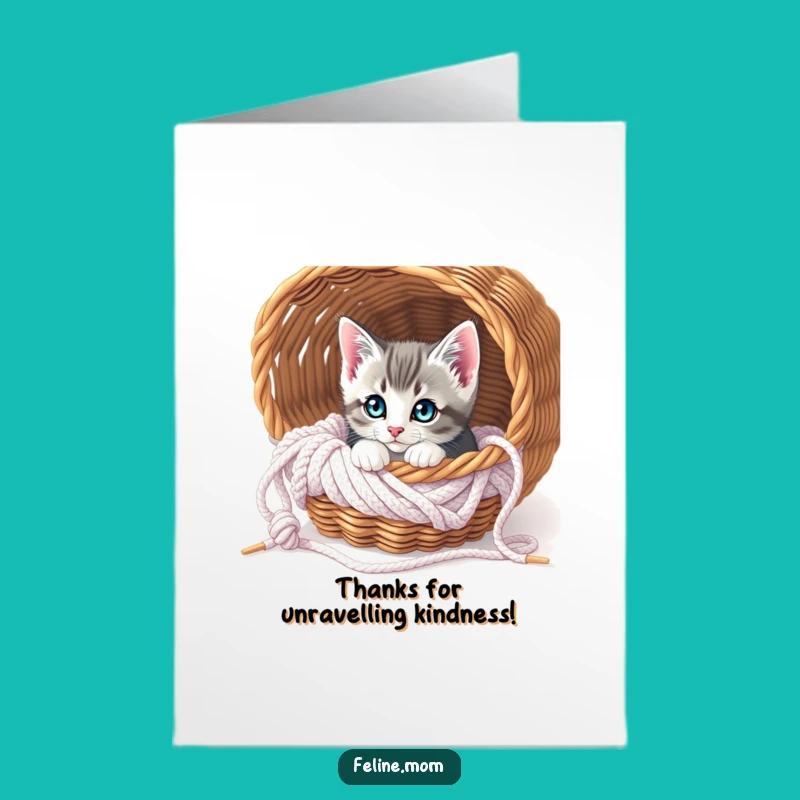 Free Printable Thank You Card: Kitten's Peeking Gratitude