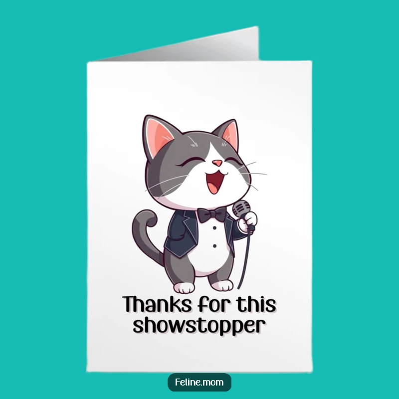 Free Printable Tuxedo Cat Thank You Card: Funny Downloadable Gift of Gratitude
