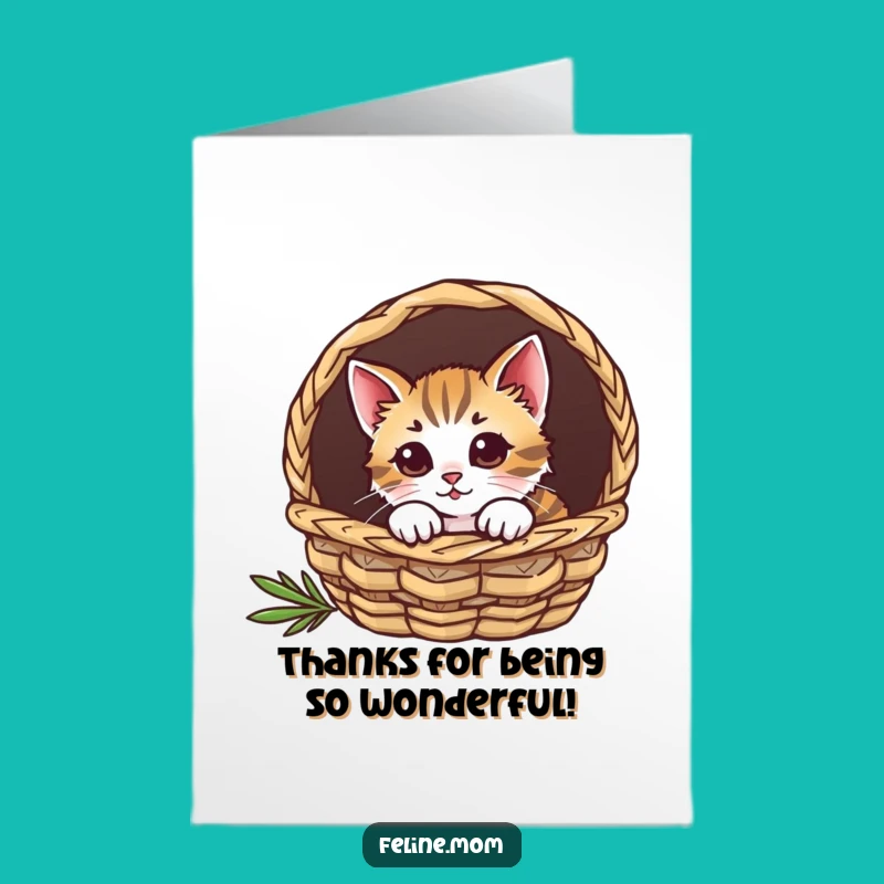 Free Printable Cat Thank You Card: Funny Peek-a-Boo Downloadable Gift