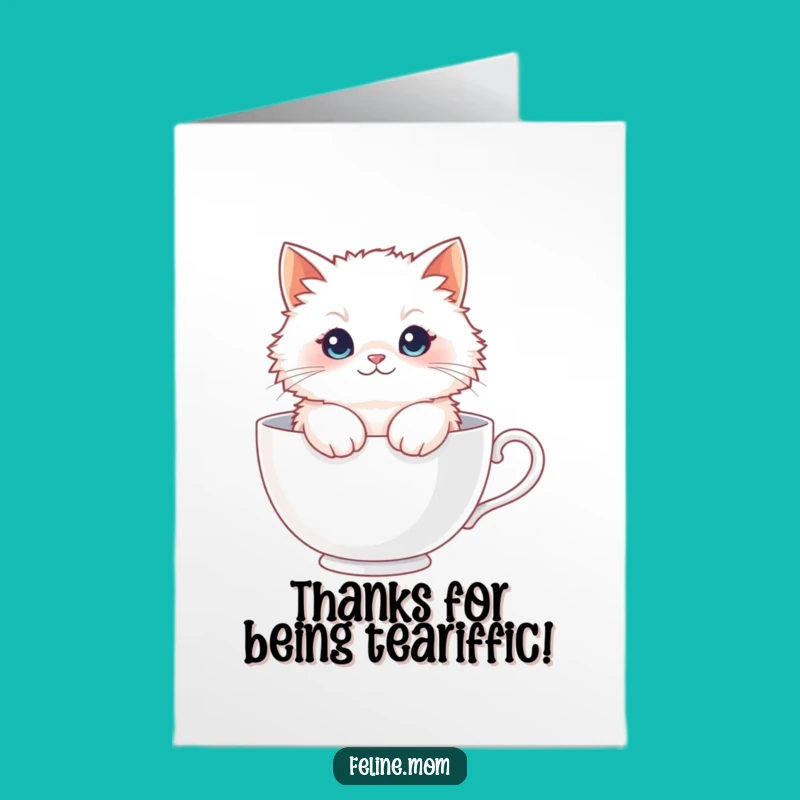 Free Printable Thank You Card: Cat's Teacup Gratitude