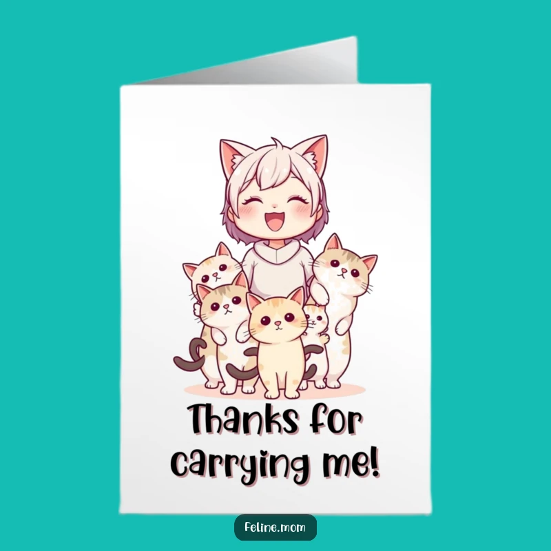 Free Printable Thank You Cat Lady Card: Carried by Cats Downloadable Gift