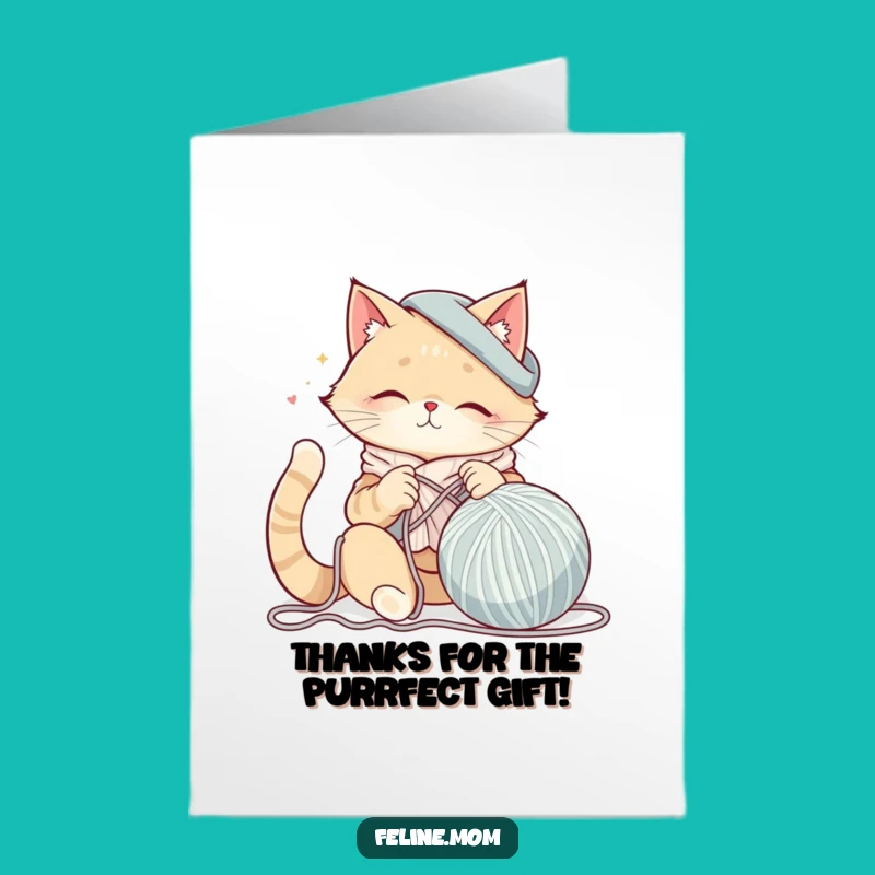 Free Printable Thank You Cat Lady Card: Knitting Gratitude Downloadable Gift