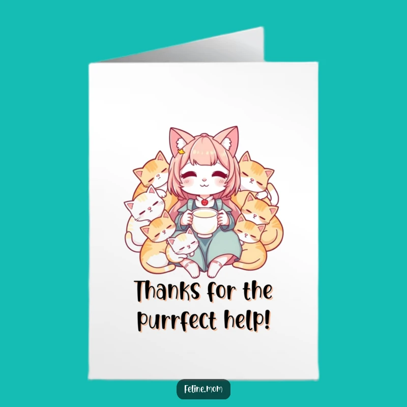 Free Printable Cat Lady Thank You Card: Funny Feline Friends Downloadable Gift for Cat Lovers