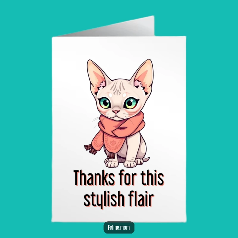 Free Printable Sphynx Thank You Card: Fashionable Thanks - Funny Downloadable Gift!