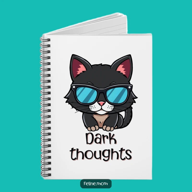 Funny Black Cat Sunglasses Notebook - Jot Down Secrets with Mysterious Flair