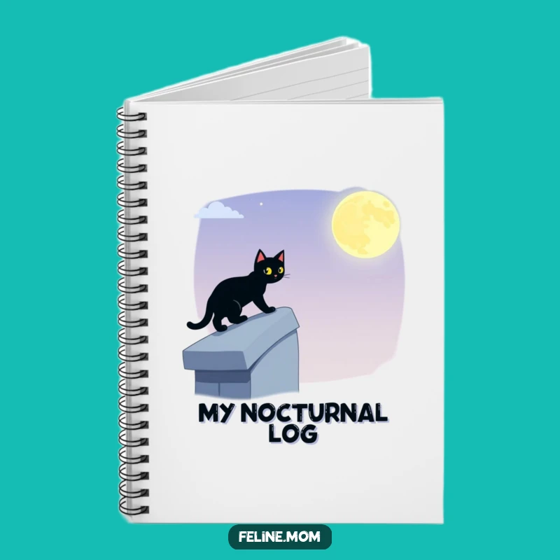 Funny Black Cat Notebook: Stealthy Rooftop Prowler, Journal for Night Thoughts Gift