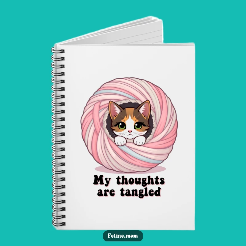 Funny Calico Cat Notebook: Yarn Ball Peek Journal for Notes