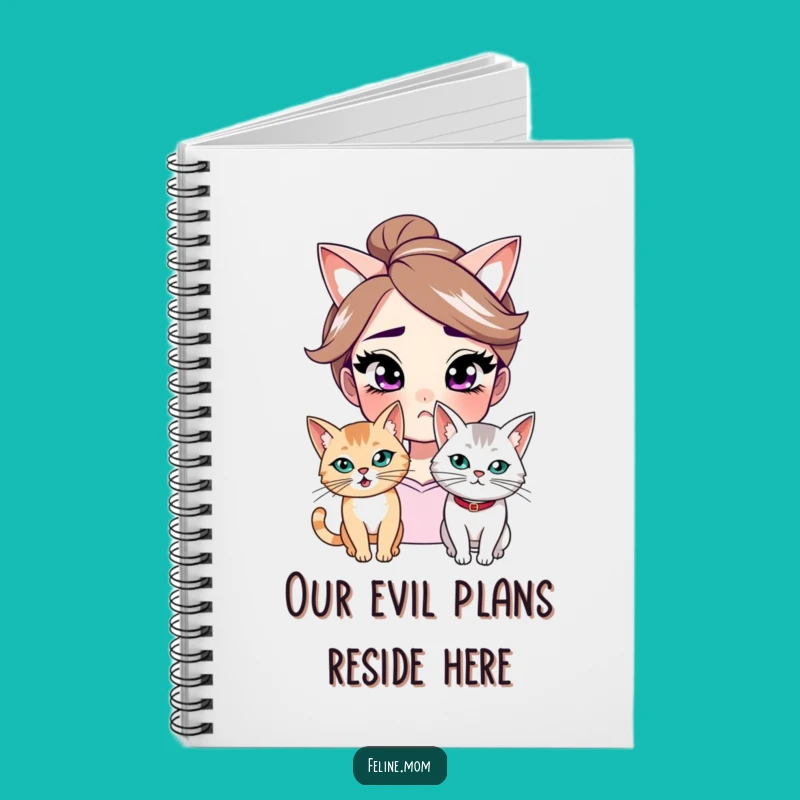 Funny Smirking Woman & Cat Notebook - Jot Down Schemes with Humor