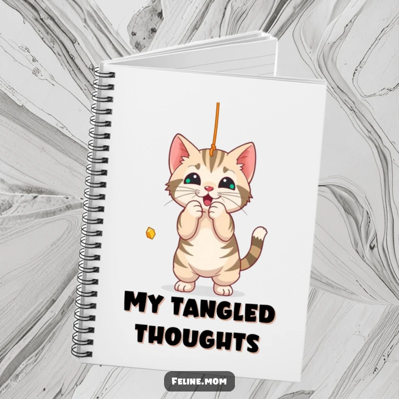 Funny Notebook: A playful tabby cat batting at a string, perfect for jotting down your thoughts.