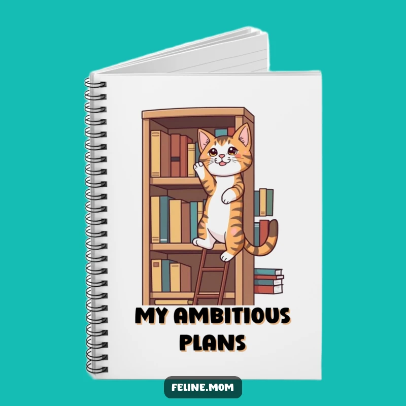 Funny Tabby Cat Notebook: Bookshelf Climber's Journal for Goals