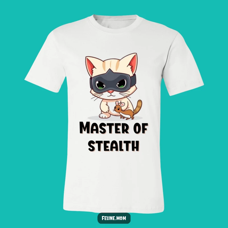 Funny Bandit Cat T-Shirt: Mischievous Kitty Steals Toy Mouse, Hilarious Gift!