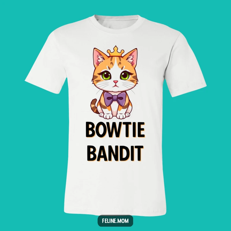 Funny Calico Cat Bowtie T-Shirt - A Regal and Hilarious Gift for Cat Enthusiasts