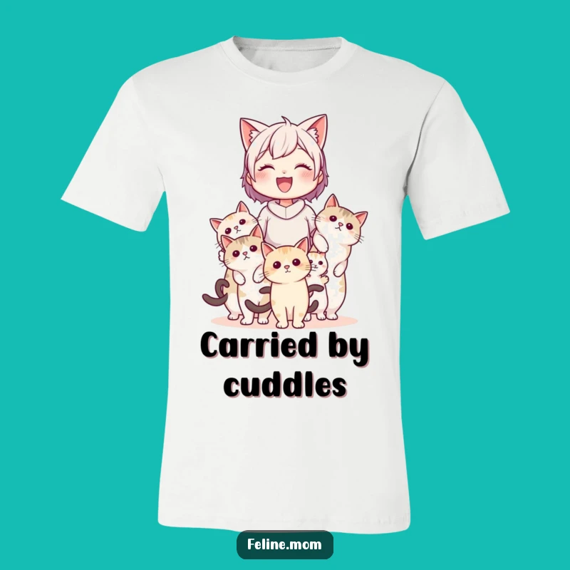 Funny Cat Lady Carried by Cats T-Shirt: Your Feline Chariot Awaits