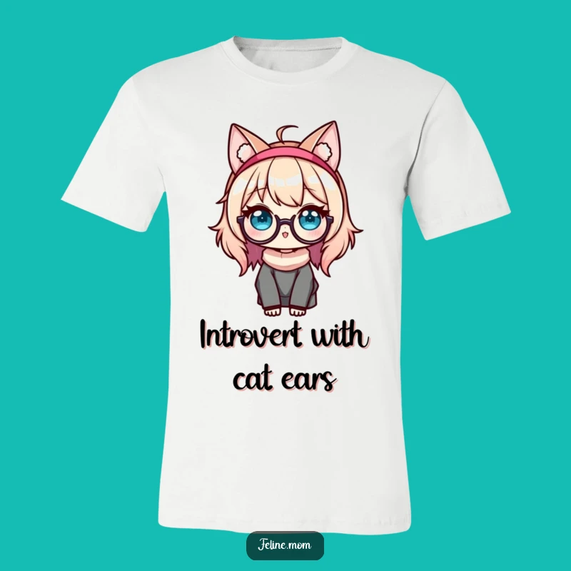 Funny Kawaii Cat Lady T-Shirt: Cute Glasses & Cat Ears, Ideal Funny Gift