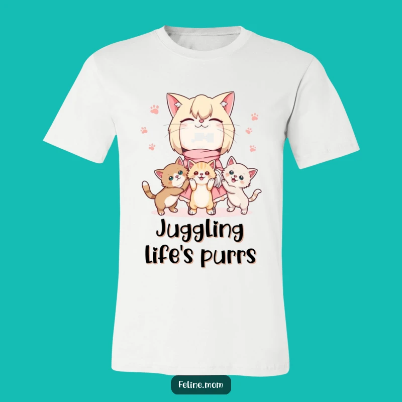 Funny Kawaii Cat Lady Tee: Juggling Kittens, Adorable Gift Shirt