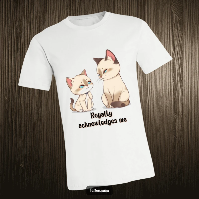 Funny Siamese Cat T-Shirt, a majestic Siamese cat bestows a loving slow blink, symbolizing trust and affection for its owner