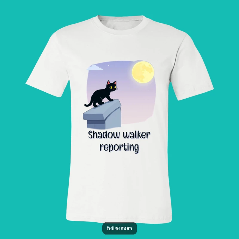 Funny Black Cat T-Shirt: Stealthy Rooftop Prowler, Cool Nightwear Gift