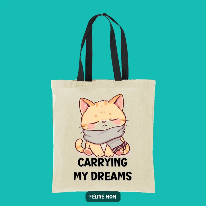 Funny Napping Cat Tote Bag: Cozy Scarved Feline Style, Practical Humorous Gift