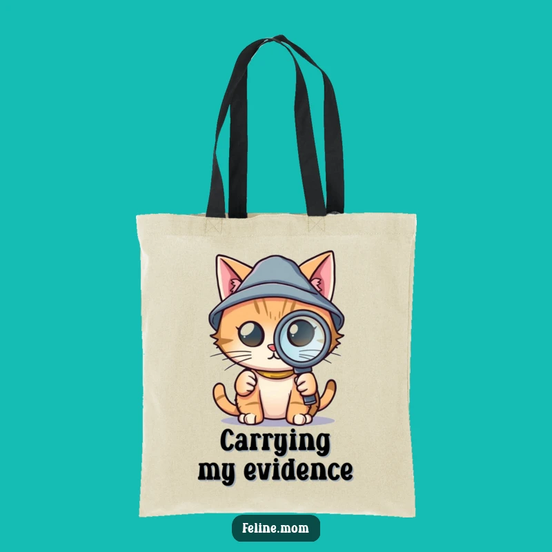Funny Detective Cat Tote Bag - Tiny Hat Investigator, Perfect for Clues!