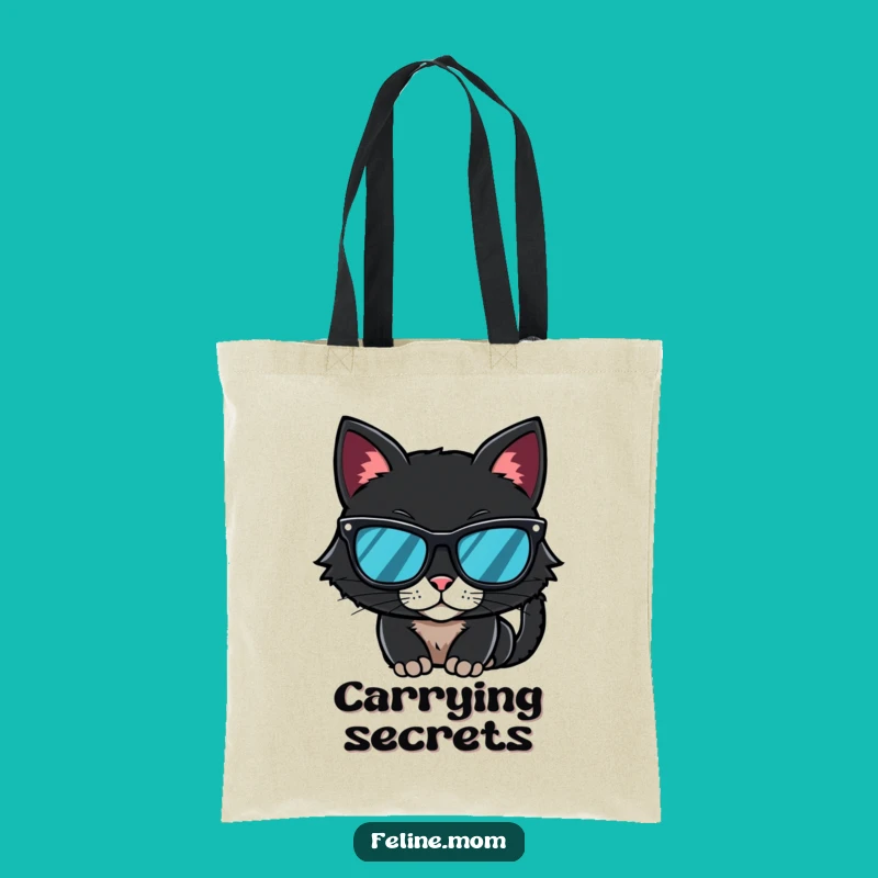 Funny Black Cat Sunglasses Tote Bag - Carry Your Secrets with Mysterious Style