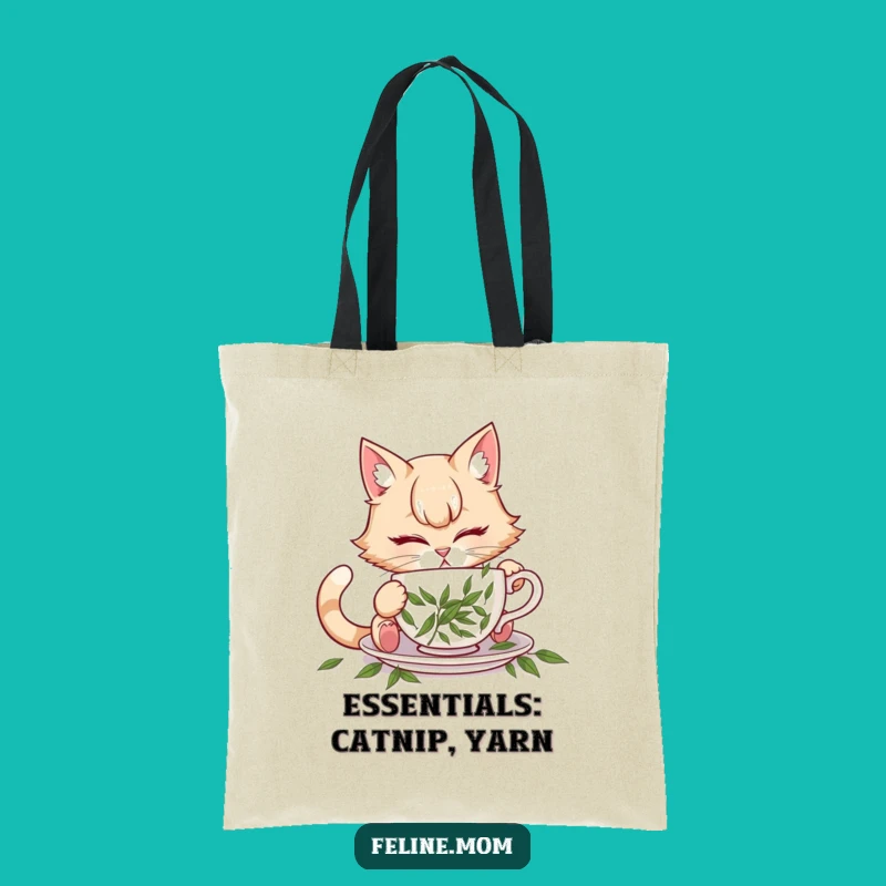 Funny Cat Lady Catnip Teacup Tote Bag - Chic Accessory for Cat Fans