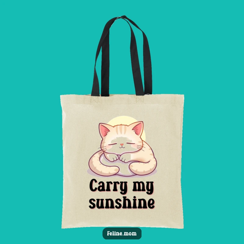 Funny Contented Cat Sunbeam Tote Bag: Relaxed & Humorous Carryall