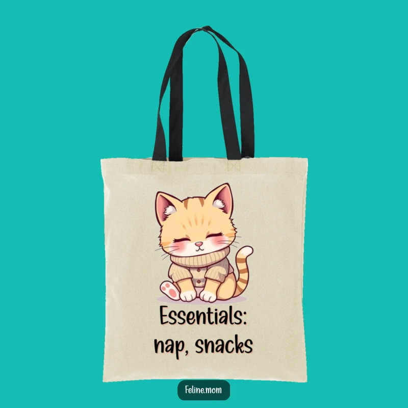 Funny Cozy Cat Tote Bag - Knitted Sweater Napper, Perfect for Essentials!