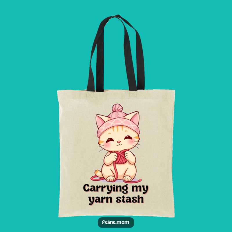 Funny Knitting Cat Tote Bag: Yarn Hat Crafter's Essential Carryall